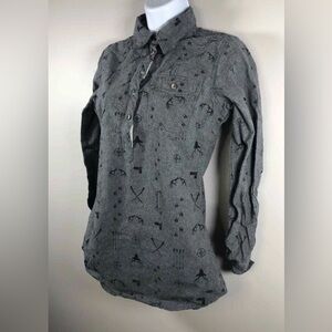 Legendary Whitetails Women’s Gray 1/4 Button Long Sleeve Hunting Shirt EUC L
